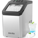 Aeitto Nugget Ice Maker Countertop, 55lbs/Day, Large Capacity Chewable Ice Maker, Rapid Ice Release in 5 Mins, Self-Cleaning with Stainless Steel Housing Ice Machine for Home Office and Party, Silver