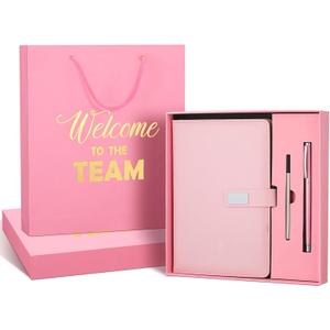 New Employee Welcome to The Team Gift Sets Notebook and Pen Welcome to The Team Box Employee Appreciation Gift Sets for New Office Worker(Pink)