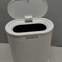 1.8 Gallons Small White Bathroom Trash Can with Lid, Slim Bathroom Garbage Bin, Removable Liner Bucket, Dog Proof Trash Can with Pop-Up Lid for Bedroom,Toilet