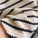 Verdusa Girl's Striped Off Shoulder High Low Knitted Tank Tops Textured Asymmetrical Sleeveless Tops (White)