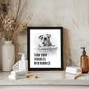 arteWOODS Funny Bulldog Bathroom Wall Art - Rustic Farmhouse Wall Decor with Humorous Quotes Black Framed Print Artwork Cute Animal Pictures for Shower Toilet Restroom Kid's Washroom 8x10 Inch
