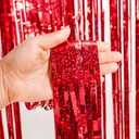 GREATRIL Red Fringe Curtains Party Streamers Backdrop Foil Tinsel Curtain Decoration for Stranger Theme Party Christmas Valentines Day Party 2 Pack