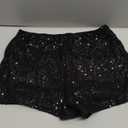 SHENHE Women's Sequin Micro Shorts Sparkly Low Rise Y2k Sexy Rave Mini Micro Shorts, XS