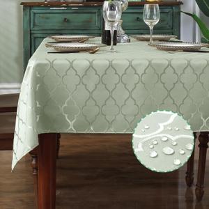 SASTYBALE Spring Sage Green Gray Jacquard Tablecloth, 60x102 Inch Rectangle Water-Resistant Soft Warm Outdoor Picnic Table Cover, Washable Stain Resistant for Patio Party Camping BBQ