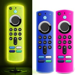 (3 Pack) Wevove Fire Stick Remote Cover for Alexa Voice Remote 3rd Gen, Replacement Case for TVStick 4K/Max Streaming Device (Glow Yellow&Rose/Red&Blue)