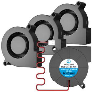 WINSINN 50mm 5015 Blower Fan 12V, 3D Printer 24 Volt Fans Blower Turbine Turbo Dual Ball Bearing, 1000mm/39in Cable Brushless Cooling 50mmx15mm 2PIN (Pack of 4Pcs)