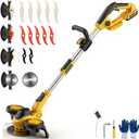 Weed Wacker Cordless Compatible with DEWALT 20V MAX Battery, Electric Weed Cordless Eater with 4 Types Blades, Brushless Grass Trimmer/Lawn Edger/Mower/Brush Cutter for Yard Garden(No Battery)