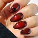 JMEOWIO Gel Nail Stickers Halloween Black Red Gradient Semi Cured Gel Nail Strips Wraps UV/LED Nails Art Design Decoration Accessories