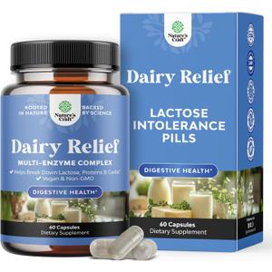 Lactose Intolerance Pills 60 Days Supply - Fast Acting Dairy Digestive Enzymes - Dairy Relief Pills for Digestion, Bloating, Gas and Carb Protein - Digestion Supplement for Lactose Intolerance Relief