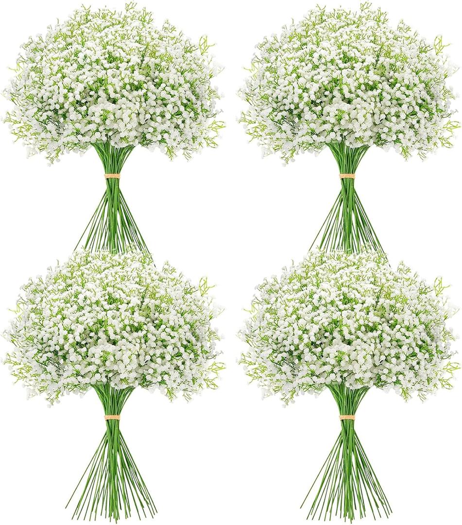30 Pcs Babys Breath Artificial Flowers, 21" Long Stem Baby Breath Flowers Artificial Bulk, Faux Babies Breath Gypsophila Real Touch White Fake Flowers for Wedding Party Home Garden Decoration