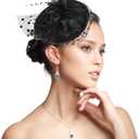 Mini Tea Party Hat for Women, Derby Fascinator Pillbox Hats Headwear Cocktail Mesh Feathers Hair Clip Derby Hat for Wedding Church Tea Party Black