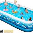Extra Large Inflatable Pool for Adults, 158"x74"x22" Big Thickened Blow Up Pool with Pump & 3 Repair Patch, Oversized Family Inflatable Swimming Pools for Home Backyard Lawn Garden