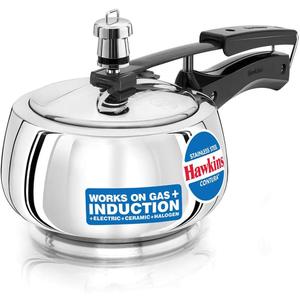 Hawkins Stainless Steel Contura Induction Compatible Inner Lid Pressure Cooker, 1.5 Litre, Silver (SSC15)