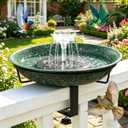 Deck Mounted Bird Bath with Fountain,Solar Railing Bird Bath Fountains for Hummingbirds,Adjustable Metal Durable Deck Bird Bath Holder for Outside Railings, Garden, Patio Deck