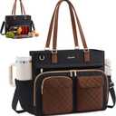 LOVEVOOK Lunch Tote Bag for Women, Insulated Lunch Bag with Laptop Compartment, Teacher Nurse Tote Bag with Large Capacity & Cup Holder, Work Tote for Travel College Daily fit 15.6 Inch Laptop