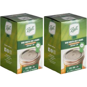 Ball Jars Wide Mouth Lids & Bands 2 Pack (24 Lids and 24 Bands)