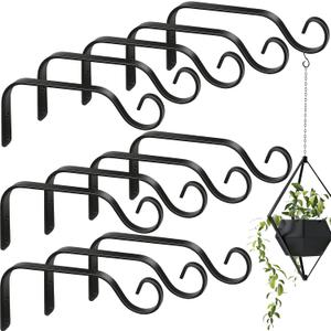 12 Pack Hanging Plant Bracket 7.3 Inches Metal Hook Decorative Straight Hanger for Bird Feeders, Wind Chimes, Flower Baskets, Planters Indoor Outdoor Wall