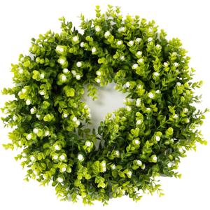 REALIFE 20" Boxwood Wreath Decorations for Home Artificial Wreath for Front Door Wreath with Gypsophila for Valentine Thanksgiving Wedding Party Decorations Wreath Outdoor and Indoor Fall Wreath