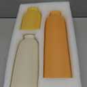 10.4 inches Tall Decorative Ceramic Vase Set, 3 Pieces, 10 inches Nordic Modern Style, White, Farmhouse Home Boho Shelf Decor(Orange)