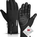 -10 Winter Gloves Men Women & Kids, 5-Layer Waterproof Gloves for Cold Weather, Snow Ski Gloves with 10 Touchscreen Fingers (Large, Black)