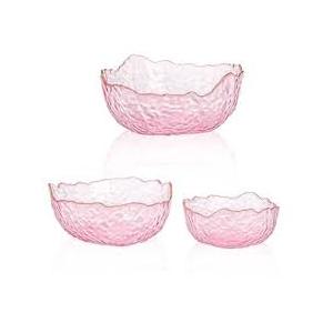 ZEAYEA Set of 2 Glass Salad Bowls, Pink Serving Bowls for Kitchen Prep, Decorative Large Candy Bowl, Irregular Shape Space Saving Nesting Set for Salad, Fruit, Snack, Dessert