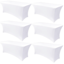 Obstal 6 Pack Stretch Spandex Table Covers for 6 Foot Tables - 6 FT Universal Rectangular Fitted Tablecloth Protector for Wedding, Banquet, Party (Black, 72 Length x 30 Width x 30 Height Inches)