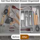 ukeetap Extra Large Expandable Silverware Organizer, BPA-Free Food-Safe Cutlery Flatware Organizer, Kitchen Utensil Drawer Organizer, Adjustable Silverware Holder for Spoons Forks Knives, Gray