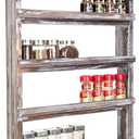 MyGift Wooden Spice Rack Wall Mount, Hanging 4 Tier Seasoning Jar Shelf Organizer, Condiment Storage for Kitchen, Pantry, Large Spice Organization, Vintage Rustic Torched