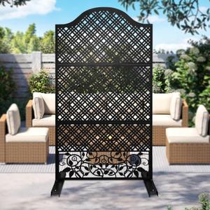 Metal Privacy Screen Outdoor 72" H47" W Freestanding Decorative Privacy Panels for Balcony, Garden, or Backyard Outdoor Room Divider for Patio Deck (73"Hx40"W, Black)