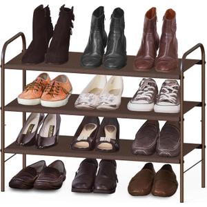 Simple Houseware 3-Tier Shoe Rack Storage Organizer, Bronze Space-Saving Shoe Shelf, Holds 916 Pairs, Sturdy Metal Frame, Easy Assembly Closet, Entryway, Bedroom Shoe Storage Solution
