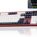 AULA F108 PRO - Wireless Mechanical Keyboard with Screen&Knob,Hot Swappable Gaming Keyboard with 8000mAh Battery,Pre-lubed Switches,RGB Backlit,PBT Keycaps Creamy Sounding Computer Keyboards,104 Keys (White&Red)