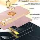 2 x LeYi for Galaxy S23 FE 5G Case: with Tempered Glass Screen Protector [2 Pack] 360 Rotatable Ring Holder Magnetic Kickstand, Plating Rose Gold Edge for Galaxy S23 FE 5G Case, Pink