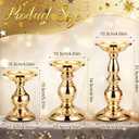 3 Sets Gold Pillar Candle Holders Metal Candle Holders for Pillar Candles, LED Flameless Candles 5.31, 6.50, 8.46 Inch Tall for Table Centerpiece, Fireplace Decor