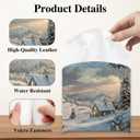 Christmas Tissue Box Holder, Winter Village Leather Tissue Box Cover Square, Waterproof Facial Paper Organizer Dispenser for Home Bathroom Bedroom Dresser Night Stand Office Countertop -008