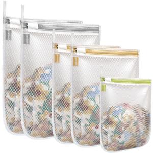 5 Pack Mesh Laundry Bags for Delicates, (2L+2M+S) Washing Machine Wash Bags, Reusable and Durable Mesh Wash Bags for Blouse, Hosiery, Underwear, Bra, Lingerie Baby Clothes