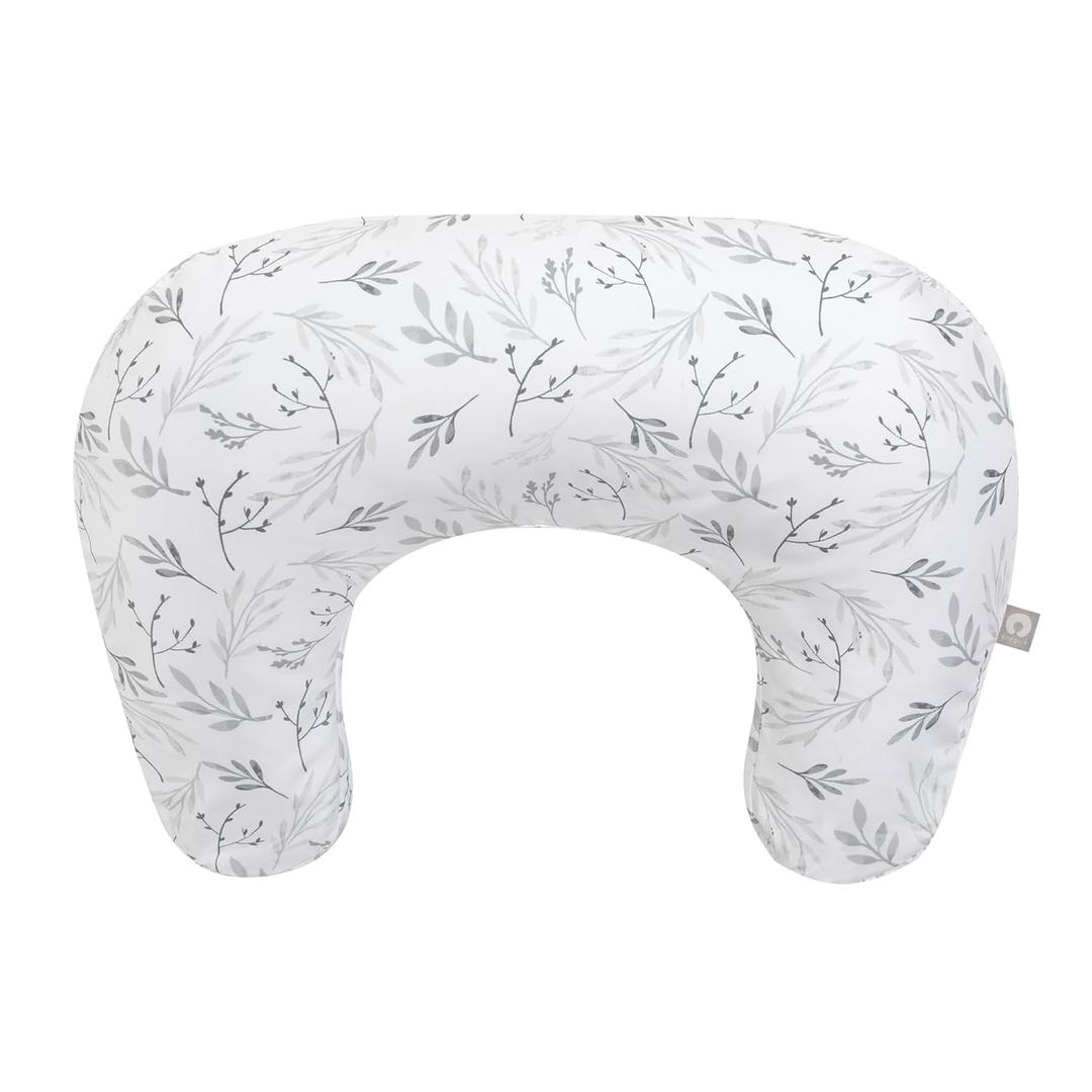 Boppy Nursing Pillow, Gray Gentle Leaves, Larger, More Supportive Pillow for Breastfeeding and Bottle Feeding; Firmer Fill, Higher Lift, Larger Area Than Original Nursing Pillow; JPMA Certified