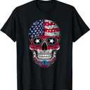 4th Of July American Flag Skull Skeleton For Women Men T-Shirt (Small, Black)