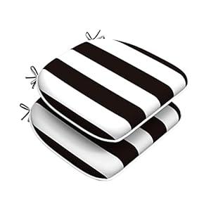 DYTXIII Outdoor Chair Cushion with Ties Set of 2, Round Corner Waterproof Patio Seat Cushion 17"x 16" for Outdoor Furniture, Cabana Black