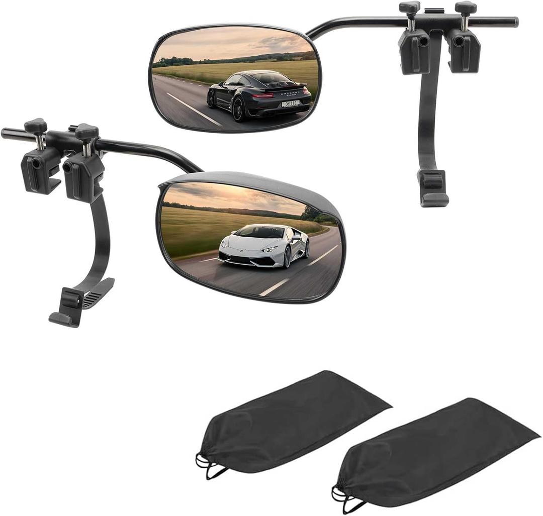 Universal Clip on Towing Mirrors Extensions for Towing, Side Mirror Extenders for Towing with Rain Proof, Convex Rearview Mirror, Tow Mirrors for Car Truck Trailer RV SUV, 2 Pack