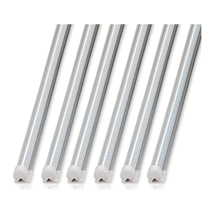 Barrina 8FT LED Shop Lights Fixture, T8 72W 10000lm 5000K, Daylight White, Clear Cover, V Shape,Tube Light, Hight Output, Bulbs for Garage, Warehouse, Plug and Play, 6 Packs