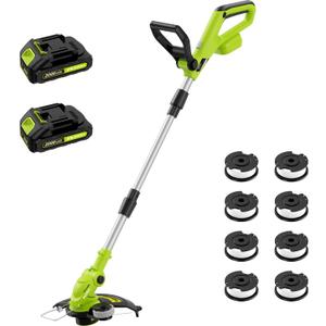12" Cordless String Trimmer 2 X 2.0Ah Battery Powered Electric Weed Trimmer Grass Eater with Charger, 20V Lawn Mower Lawn Edger Auto Line Feed Grass Cutter Lightweight Yard Tools for Small Yard Garden