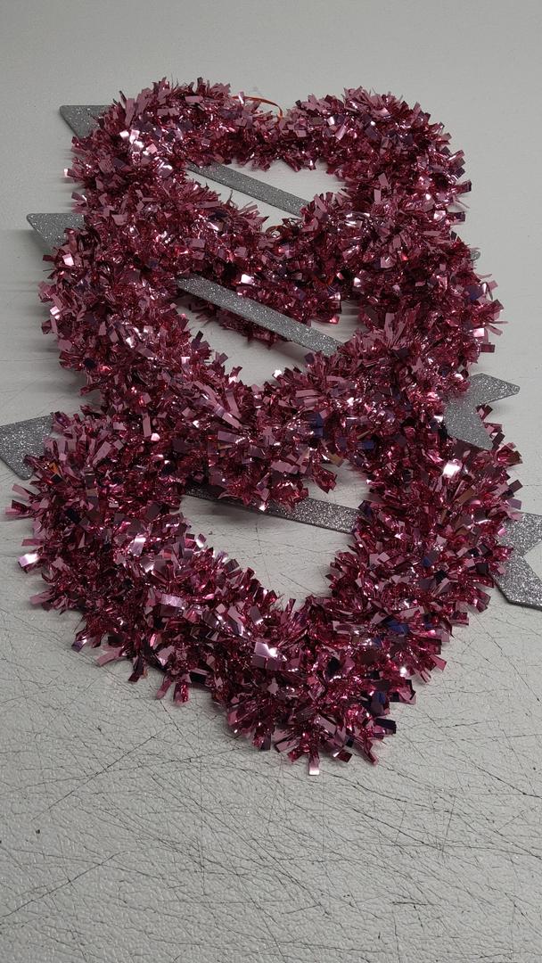 Valentine's Day Tinsel Decor in Pink and Red 14.375x12.25 Inches Heart-Shaped Metal Wreath Frames Making Art Material Supplies for Valentines Wedding Wall Floral Garden Pack of 3