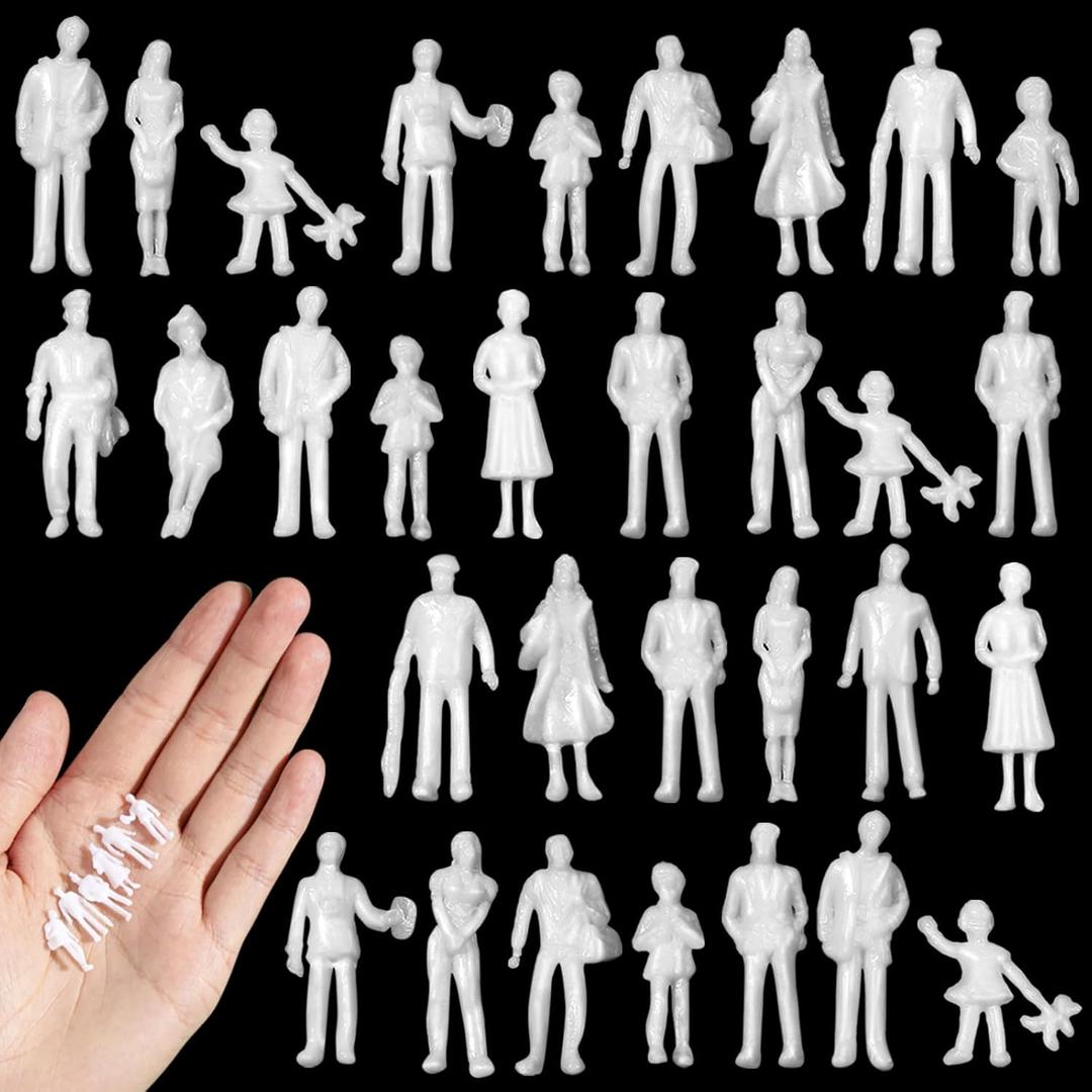 Namalu 30 Pcs, 1: 100 Scale White Unpainted Mini People Figures Miniature People for Model Trains Architectural Standing and Sitting Mini Diorama Figures for Architectural Project