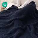 Battilo Navy Chenille Throw Blanket for Couch, Soft Diamond Textured Knit Blanket, Cozy Lightweight Decorative Blankets for Sofa, 50"x60"