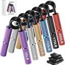 Grip Strength Trainer, 6 Pack Grip Strength Trainer Set (50-350LB), No Slip Hand Grip Strengthener, Wrist Forearm Strengthener with Grip Tape for Strength Training, Exercise, Injury Recovery Purple+Silver+Gold+Blue+Black+Red (50-200 LBS)