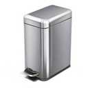 Home Zone Living 1.3 Gallon Small Bathroom Trash Can with Lid and Step Pedal, Stainless Steel Wastebasket with Slim Design for Home and Office, Silver, 5 Liters