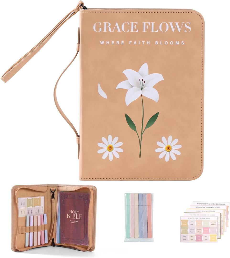 Bible Cover, Durable and Stylish, Protective Fit with Handle for Bible and Accessories, Ideal Gift for Men and Women
