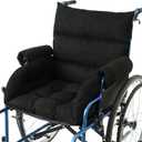 Wheelchair Seat Cushion with Integrated 11 Inch Short Armrest Pads, Comfort & Pressure Relief, All-in-One Support Coccyx & Back Insert (Black)