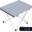 iClimb Ultralight Compact Camping Folding Table with Carry Bag (Silver - L), Large