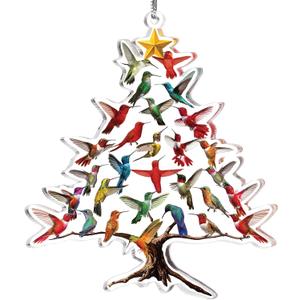 3 x Hummingbird Christmas Ornament, Colorful Acrylic Hummingbird Ornament, Stacked Hummingbirds Gifts for Women, Bird Lovers, Humming Bird Decor, Xmas Home Decorations, 4.4x3.7 in (1PC)